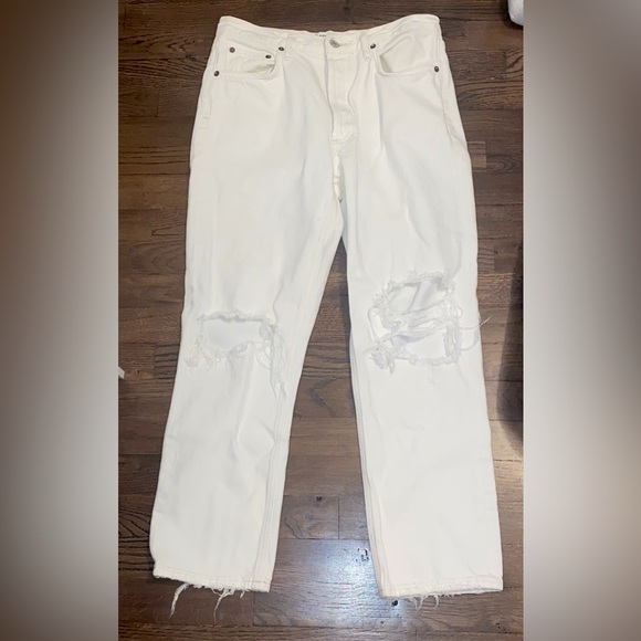 AGOLDE Riley White Frayed White Jeans - Picture 2 of 6
